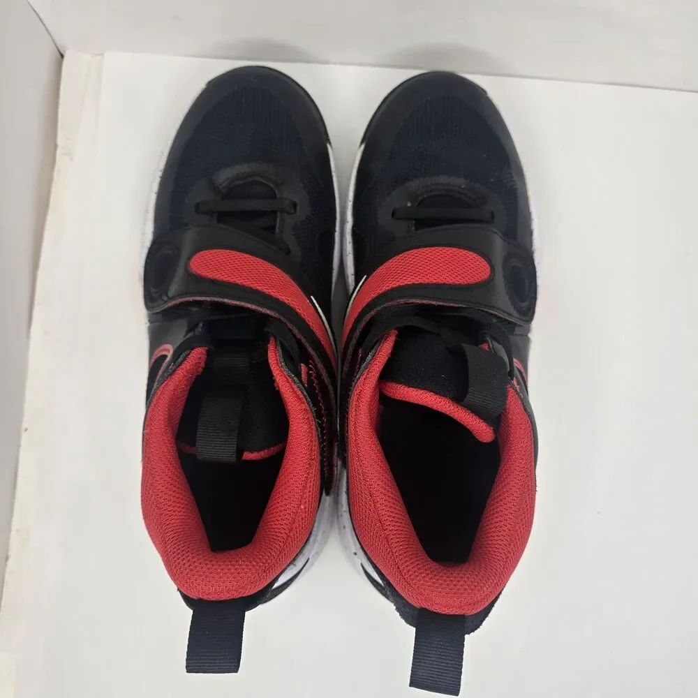 Nike Kids' 5Y Team Hustle D 11 Basketball Shoes Hook & Loop Strap Black Red
